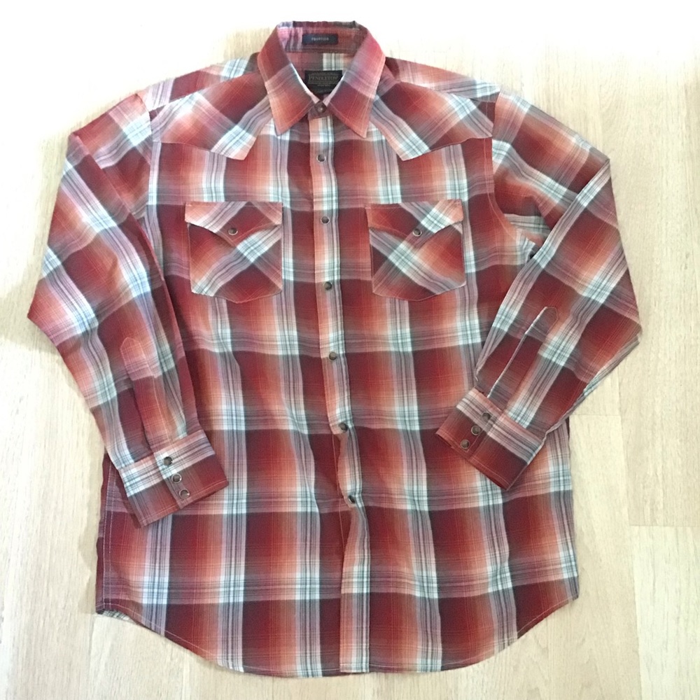 Mens Pendleton Snap Button Long Sleeve